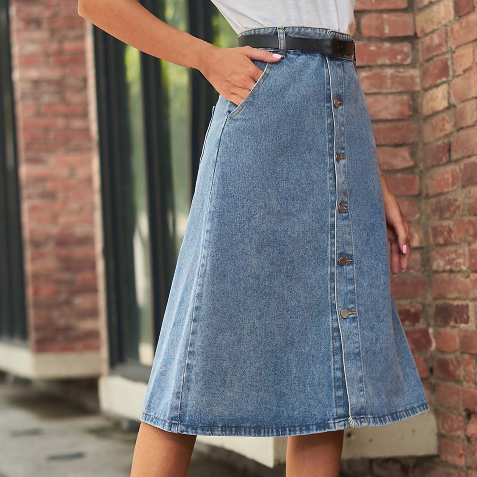 Women Blue Solid A-Line Denim Skirt at Rs 340/piece | Denim Skirts in  Gurgaon | ID: 2853348042288